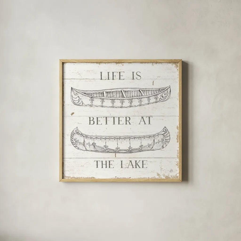 Lake Sketches V by Daphne Brissonnet. Shown in a natural wood glass frame for a timeless modern aesthetic. Available as an archival giclee rolled canvas, fine art paper, or poster print. SKU 54083a.