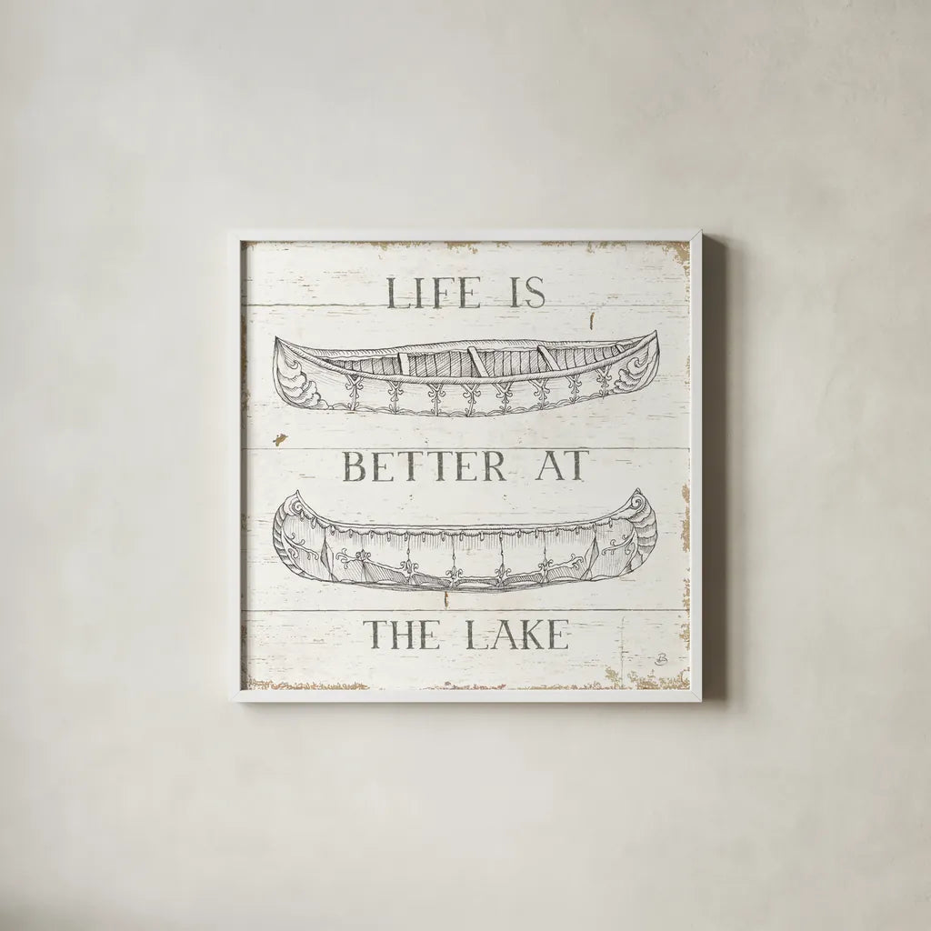 Lake Sketches V by Daphne Brissonnet. Shown in a crisp white glass frame for a clean and minimalist style. Available as an archival giclee rolled canvas, fine art paper, or poster print. SKU 54083a.