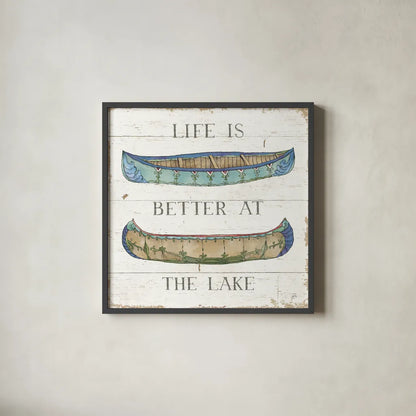 Lake Sketches V Color by Daphne Brissonnet. Shown in a sleek black glass frame for a contemporary gallery look. Available as an archival giclee rolled canvas, fine art paper, or poster print. SKU 56857a.