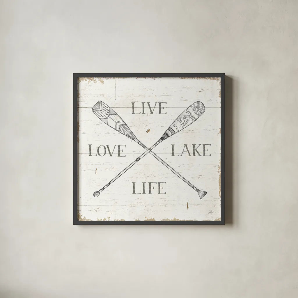 Lake Sketches VI by Daphne Brissonnet. Shown in a sleek black glass frame for a contemporary gallery look. Available as an archival giclee rolled canvas, fine art paper, or poster print. SKU 54084a.