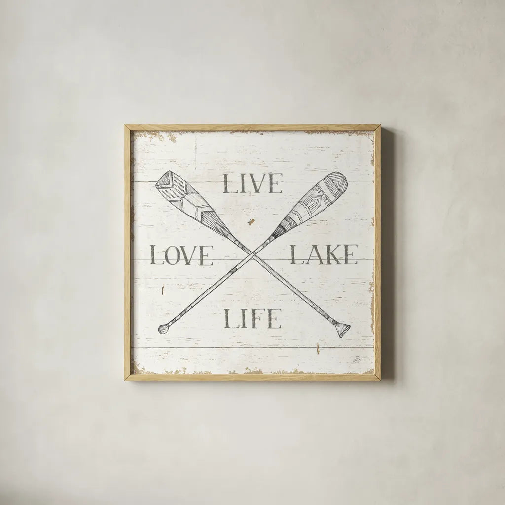 Lake Sketches VI by Daphne Brissonnet. Shown in a natural wood glass frame for a timeless modern aesthetic. Available as an archival giclee rolled canvas, fine art paper, or poster print. SKU 54084a.