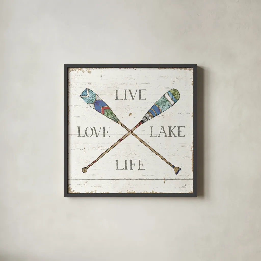 Lake Sketches VI Color by Daphne Brissonnet. Shown in a sleek black glass frame for a contemporary gallery look. Available as an archival giclee rolled canvas, fine art paper, or poster print. SKU 56858a.