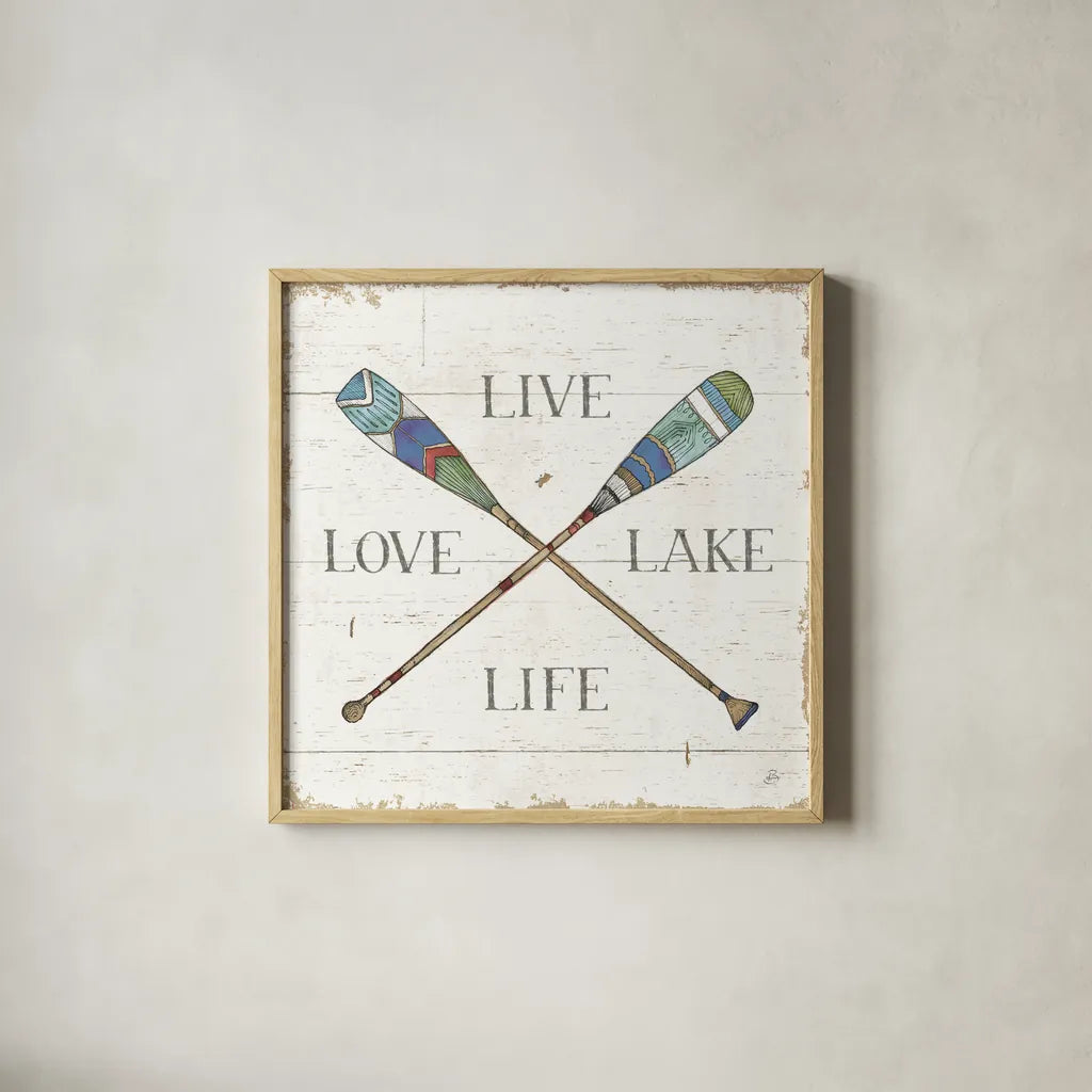 Lake Sketches VI Color by Daphne Brissonnet. Shown in a natural wood glass frame for a timeless modern aesthetic. Available as an archival giclee rolled canvas, fine art paper, or poster print. SKU 56858a.