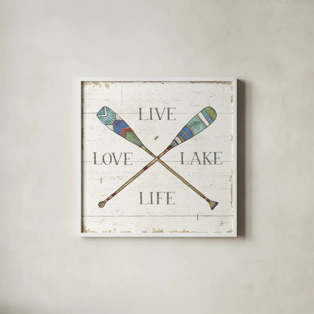 Lake Sketches VI Color by Daphne Brissonnet. Shown in a crisp white glass frame for a clean and minimalist style. Available as an archival giclee rolled canvas, fine art paper, or poster print. SKU 56858a.