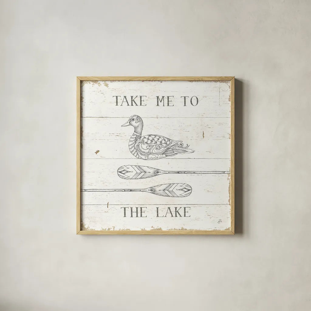 Lake Sketches VII by Daphne Brissonnet. Shown in a natural wood glass frame for a timeless modern aesthetic. Available as an archival giclee rolled canvas, fine art paper, or poster print. SKU 54085a.