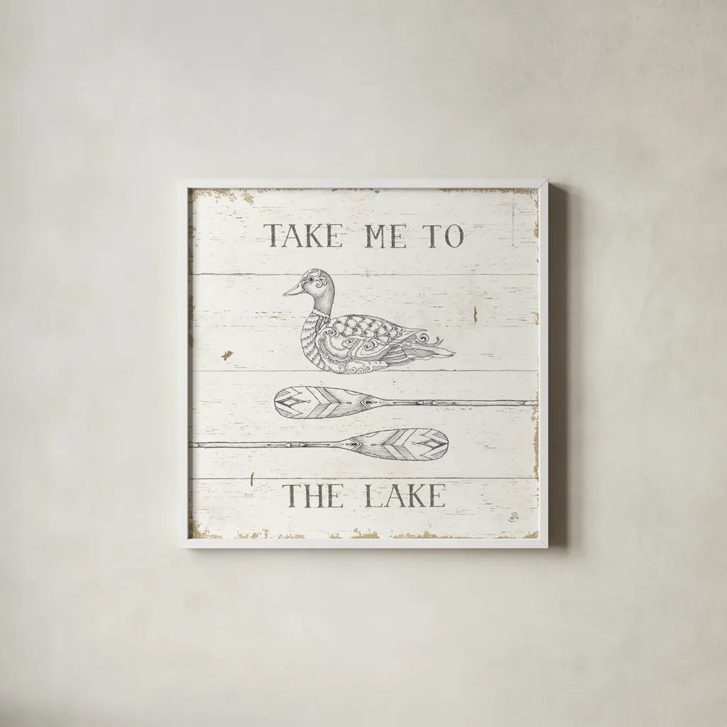 Lake Sketches VII by Daphne Brissonnet. Shown in a crisp white glass frame for a clean and minimalist style. Available as an archival giclee rolled canvas, fine art paper, or poster print. SKU 54085a.