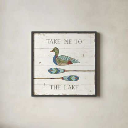 Lake Sketches VII Color by Daphne Brissonnet. Shown in a sleek black glass frame for a contemporary gallery look. Available as an archival giclee rolled canvas, fine art paper, or poster print. SKU 56859a.