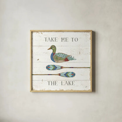 Lake Sketches VII Color by Daphne Brissonnet. Shown in a natural wood glass frame for a timeless modern aesthetic. Available as an archival giclee rolled canvas, fine art paper, or poster print. SKU 56859a.