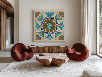 Love Tales XI by Daphne Brissonnet. Shown as extra-large giant wall art in a modern living room. Available as an archival giclee rolled canvas, fine art paper, or poster print. SKU 30257a.