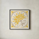 Love Tales XIV Yellow by Daphne Brissonnet. Shown in a sleek black glass frame for a contemporary gallery look. Available as an archival giclee rolled canvas, fine art paper, or poster print. SKU 75697a.