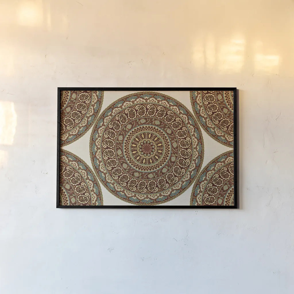 Mandala Road I by Daphne Brissonnet. shown as a paper print in a black flame. Available as a archival giclee rolled canvas, fine art paper, or poster print. SKU 24918i.