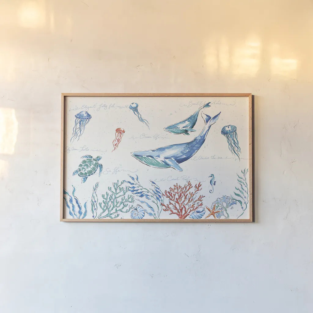 Maritime I by Daphne Brissonnet. shown as a paper print in a natural frame. Available as a archival giclee rolled canvas, fine art paper, or poster print. SKU 35199i.