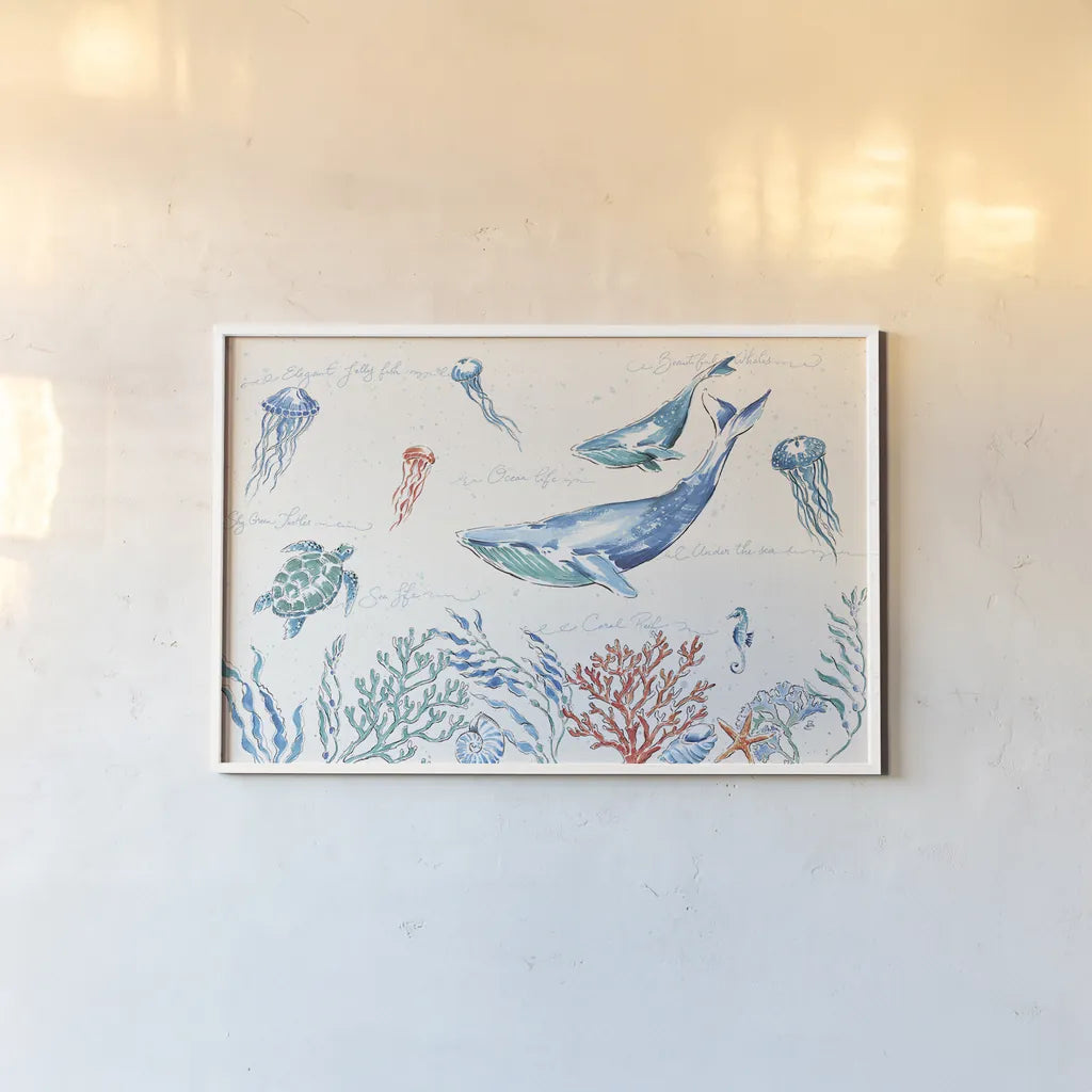 Maritime I by Daphne Brissonnet. shown as a paper print in a white frame. Available as a archival giclee rolled canvas, fine art paper, or poster print. SKU 35199i.