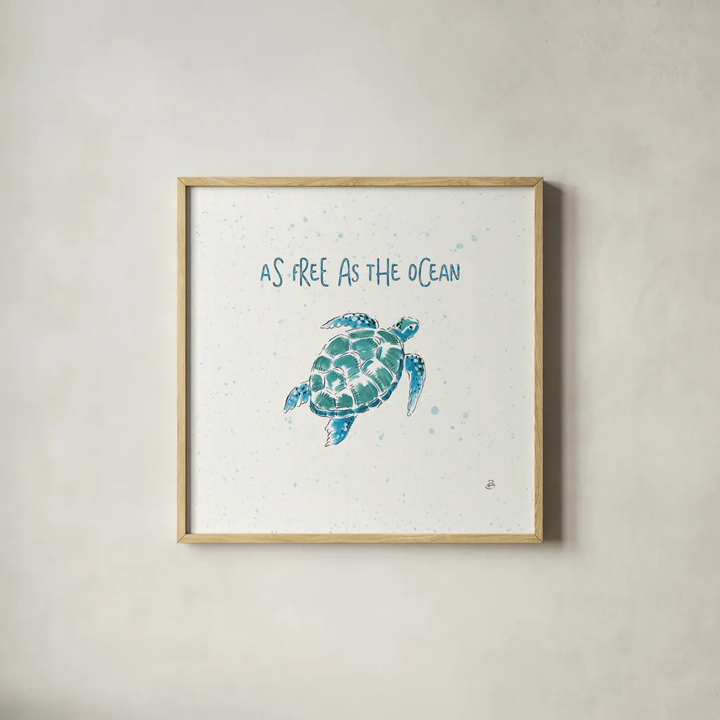 Maritime III by Daphne Brissonnet. Shown in a natural wood glass frame for a timeless modern aesthetic. Available as an archival giclee rolled canvas, fine art paper, or poster print. SKU 35201a.