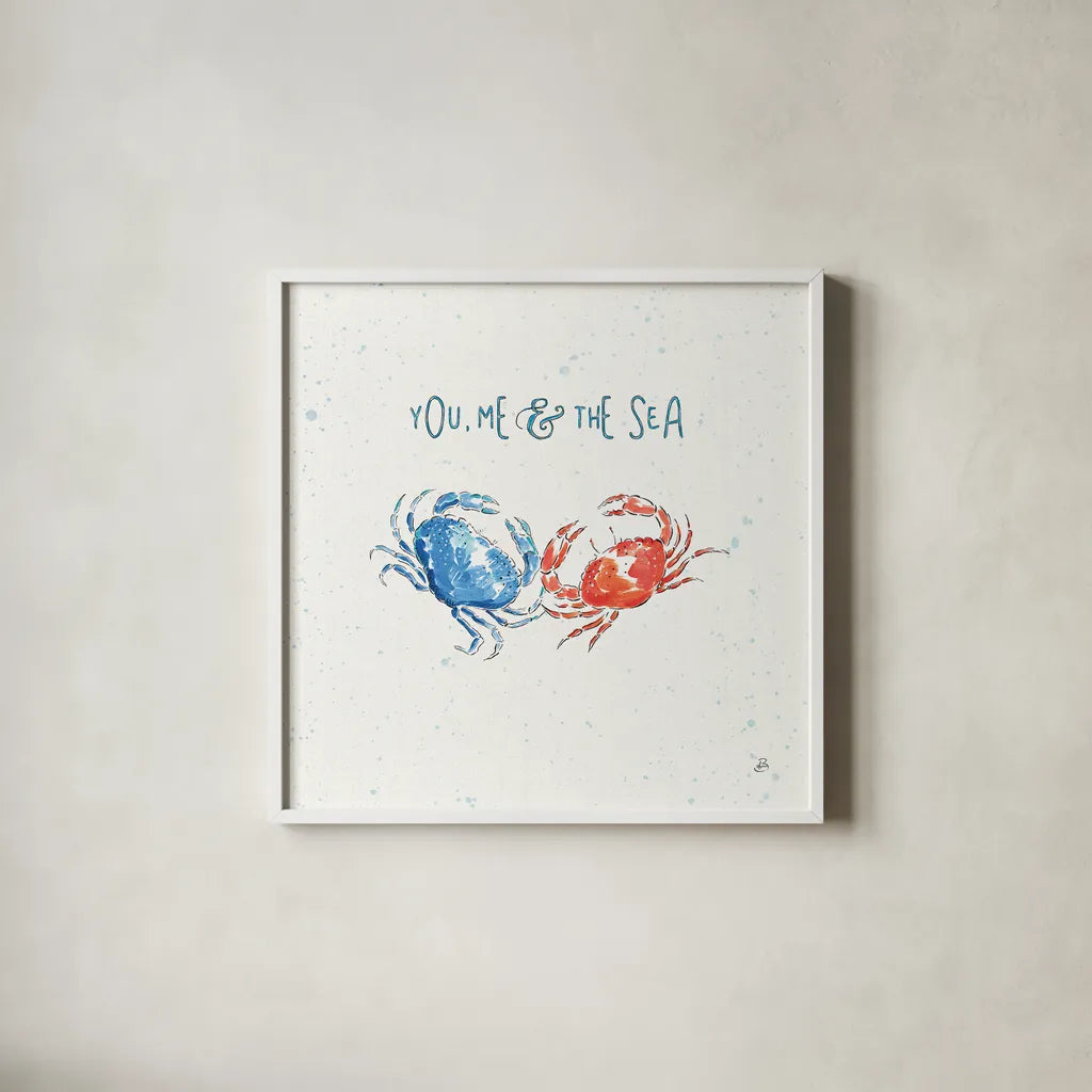 Maritime V by Daphne Brissonnet. Shown in a crisp white glass frame for a clean and minimalist style. Available as an archival giclee rolled canvas, fine art paper, or poster print. SKU 35203a.