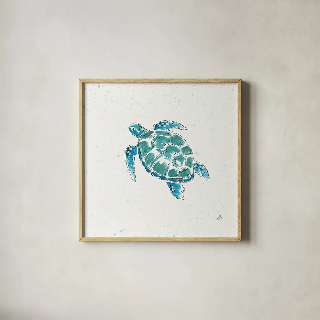 Maritime VII by Daphne Brissonnet. Shown in a natural wood glass frame for a timeless modern aesthetic. Available as an archival giclee rolled canvas, fine art paper, or poster print. SKU 35205a.