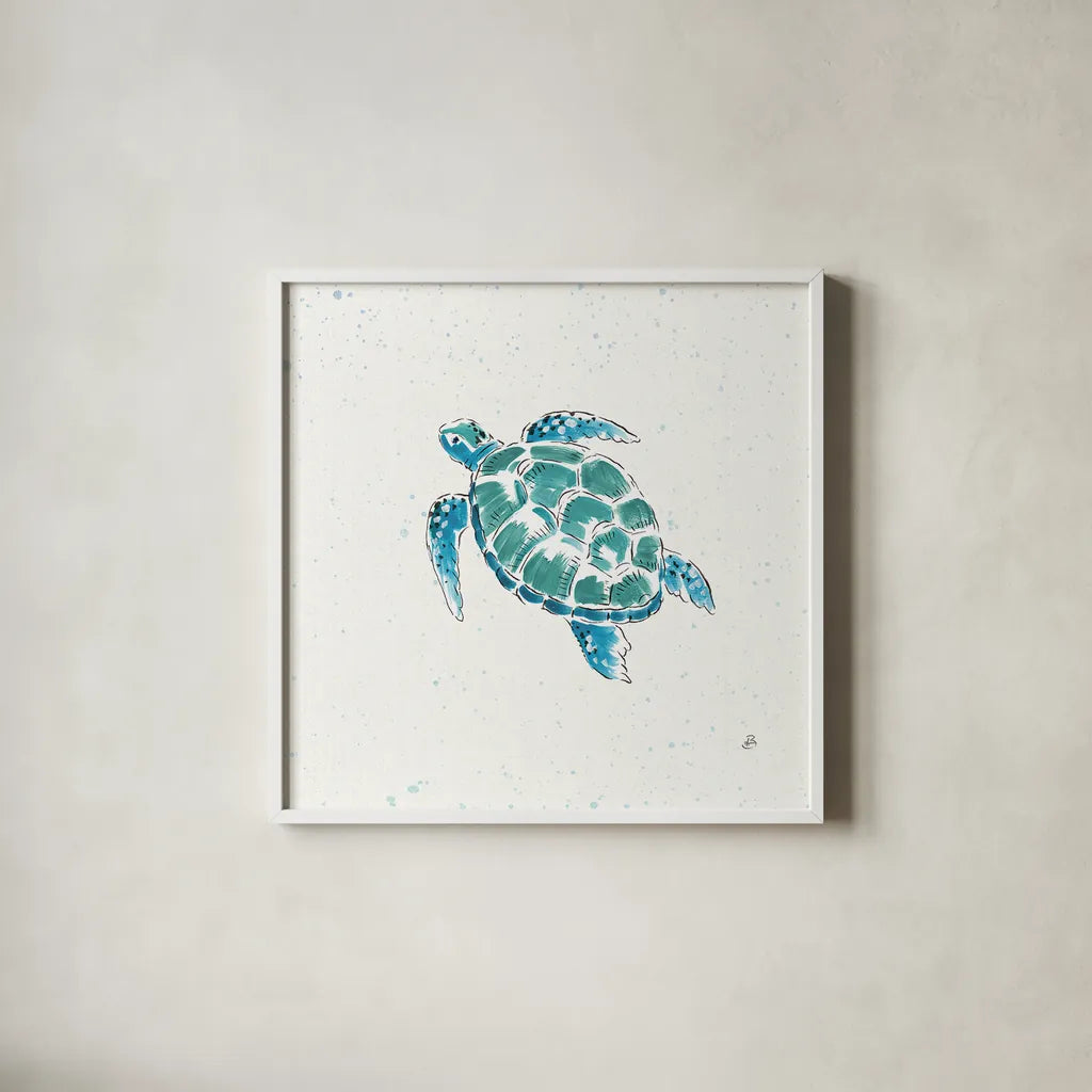 Maritime VII by Daphne Brissonnet. Shown in a crisp white glass frame for a clean and minimalist style. Available as an archival giclee rolled canvas, fine art paper, or poster print. SKU 35205a.