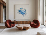 Maritime X by Daphne Brissonnet. Shown as extra-large giant wall art in a modern living room. Available as an archival giclee rolled canvas, fine art paper, or poster print. SKU 35208a.