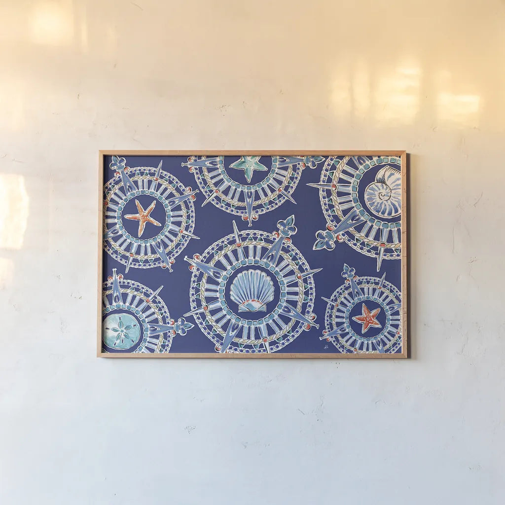 Maritime XIV by Daphne Brissonnet. shown as a paper print in a natural frame. Available as a archival giclee rolled canvas, fine art paper, or poster print. SKU 35212i.