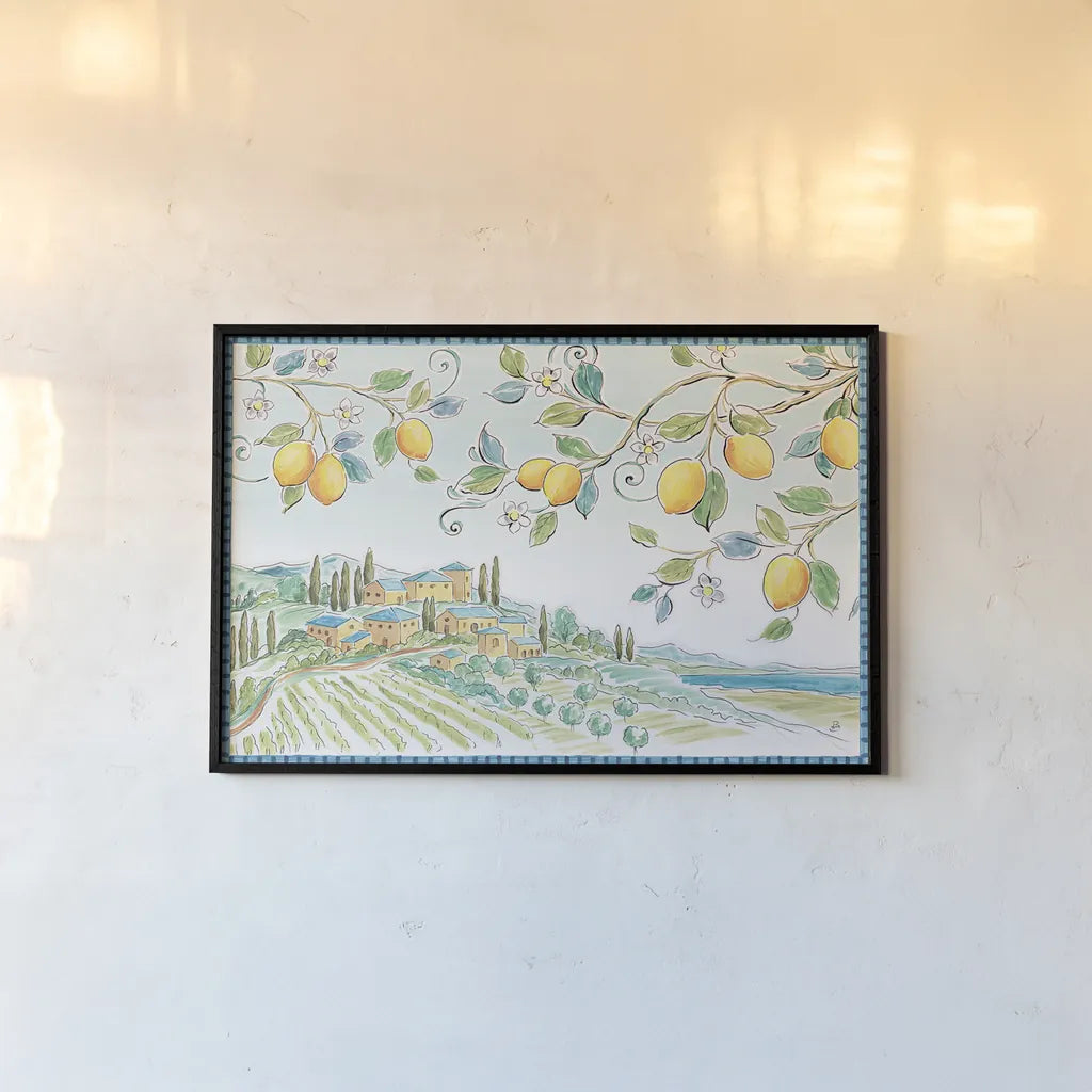 Mediterranean Breeze I by Daphne Brissonnet. shown as a paper print in a black flame. Available as a archival giclee rolled canvas, fine art paper, or poster print. SKU 45717i.