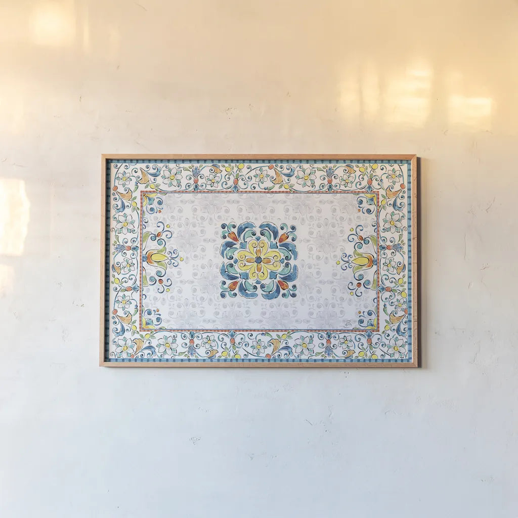 Mediterranean Breeze III by Daphne Brissonnet. shown as a paper print in a natural frame. Available as a archival giclee rolled canvas, fine art paper, or poster print. SKU 45719i.