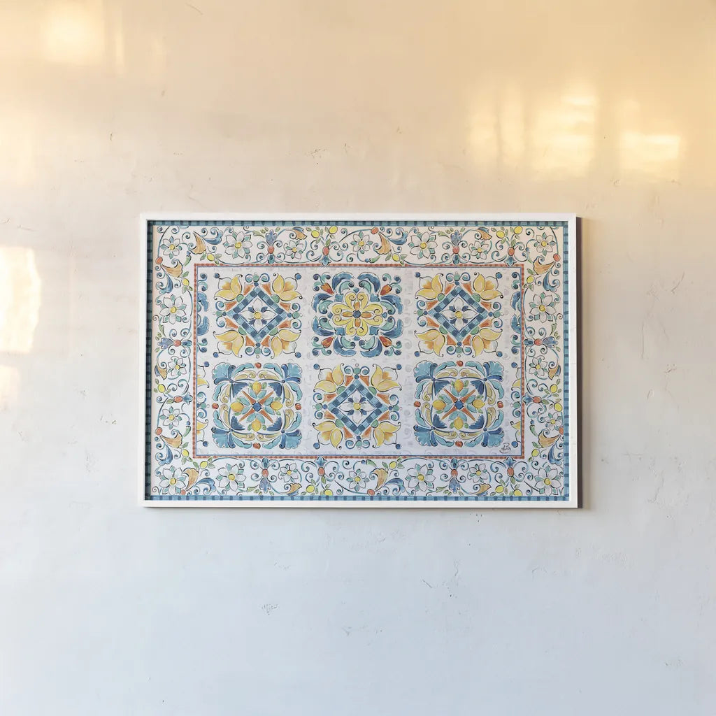 Mediterranean Breeze IV by Daphne Brissonnet. shown as a paper print in a white frame. Available as a archival giclee rolled canvas, fine art paper, or poster print. SKU 45720i.