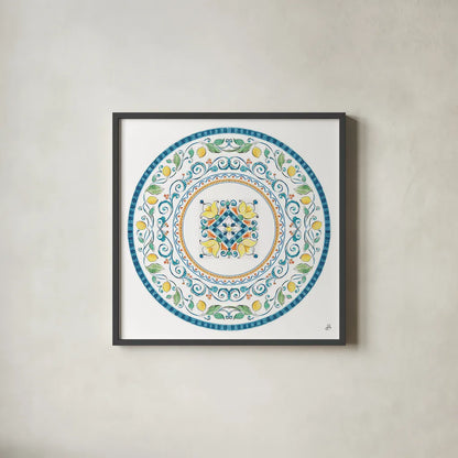 Mediterranean Breeze VI by Daphne Brissonnet. Shown in a sleek black glass frame for a contemporary gallery look. Available as an archival giclee rolled canvas, fine art paper, or poster print. SKU 45722a.