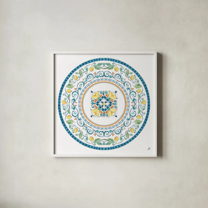 Mediterranean Breeze VI by Daphne Brissonnet. Shown in a crisp white glass frame for a clean and minimalist style. Available as an archival giclee rolled canvas, fine art paper, or poster print. SKU 45722a.