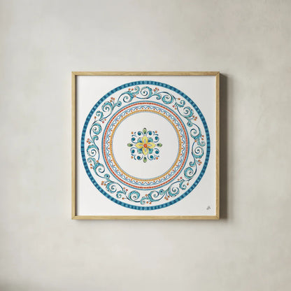 Mediterranean Breeze VII by Daphne Brissonnet. Shown in a natural wood glass frame for a timeless modern aesthetic. Available as an archival giclee rolled canvas, fine art paper, or poster print. SKU 45723a.