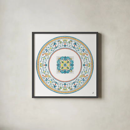 Mediterranean Breeze VIII by Daphne Brissonnet. Shown in a sleek black glass frame for a contemporary gallery look. Available as an archival giclee rolled canvas, fine art paper, or poster print. SKU 45724a.