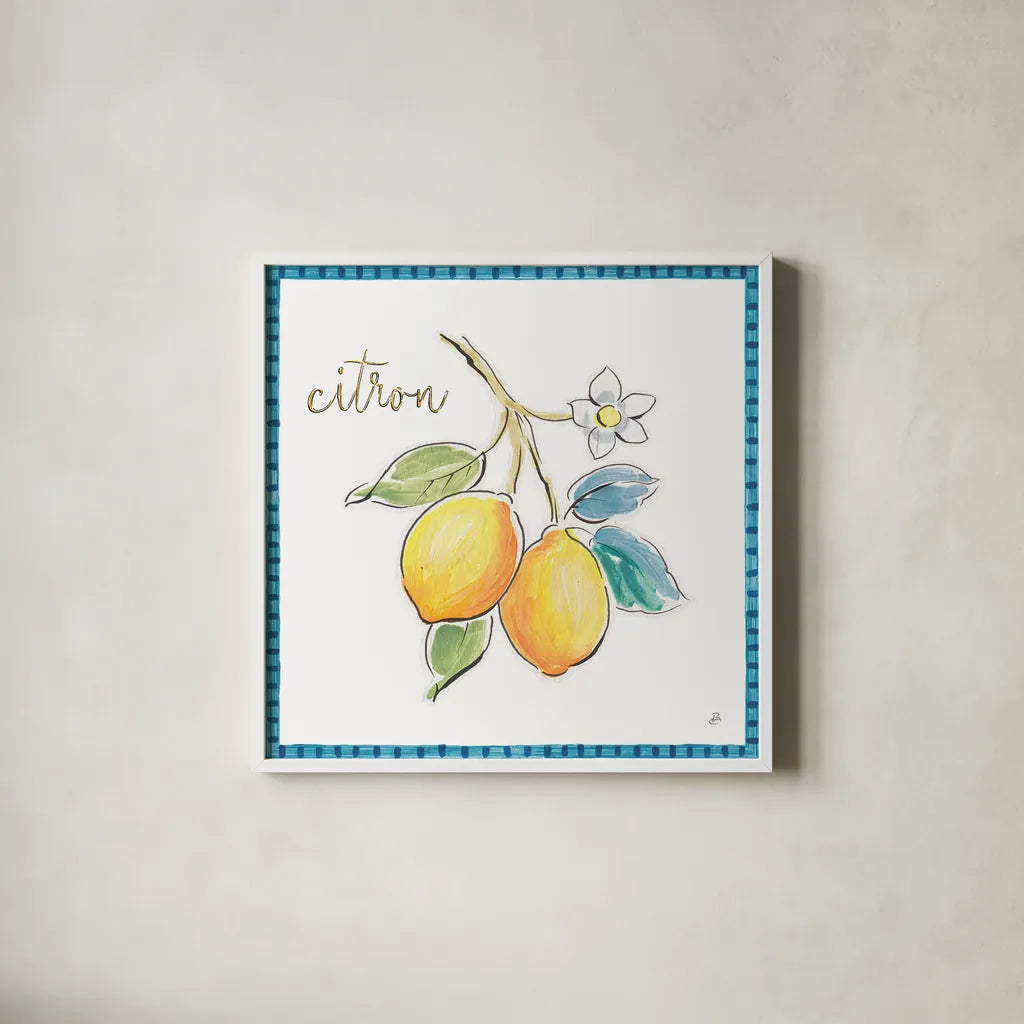 Mediterranean Breeze XIII by Daphne Brissonnet. Shown in a crisp white glass frame for a clean and minimalist style. Available as an archival giclee rolled canvas, fine art paper, or poster print. SKU 47056a.