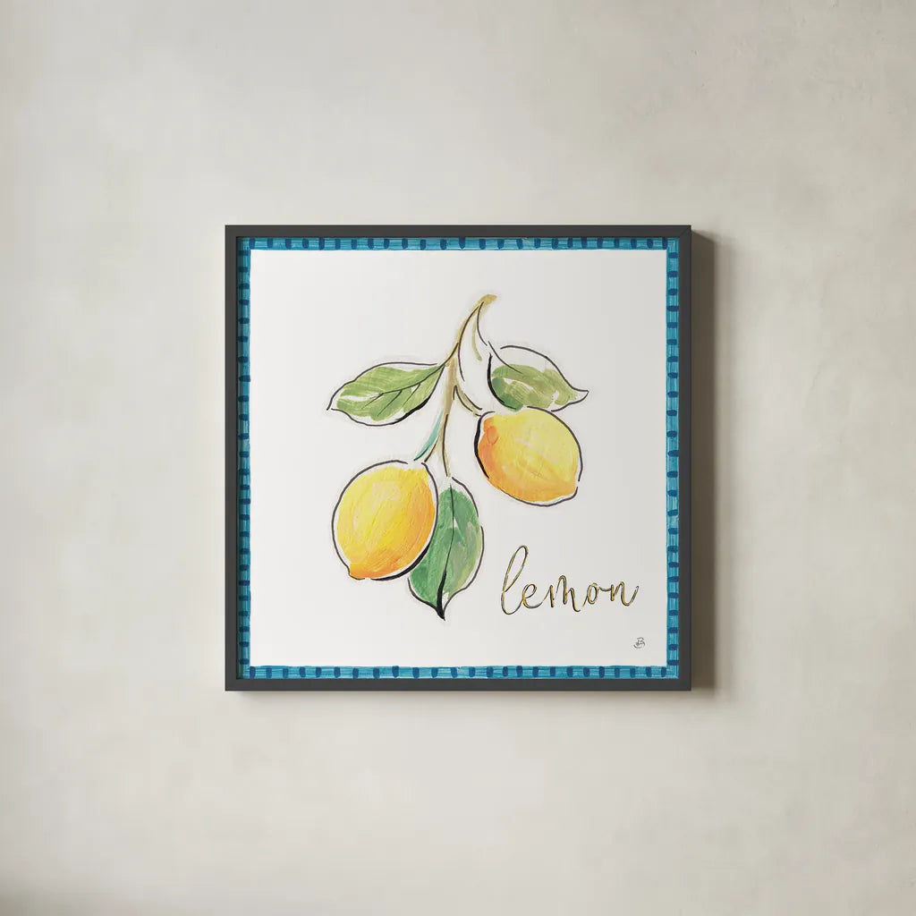 Mediterranean Breeze XIV by Daphne Brissonnet. Shown in a sleek black glass frame for a contemporary gallery look. Available as an archival giclee rolled canvas, fine art paper, or poster print. SKU 47057a.