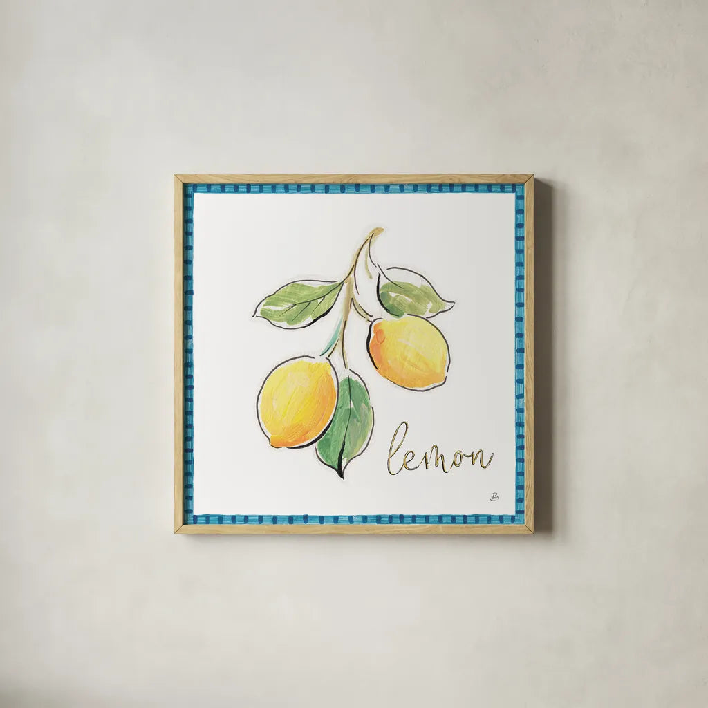 Mediterranean Breeze XIV by Daphne Brissonnet. Shown in a natural wood glass frame for a timeless modern aesthetic. Available as an archival giclee rolled canvas, fine art paper, or poster print. SKU 47057a.