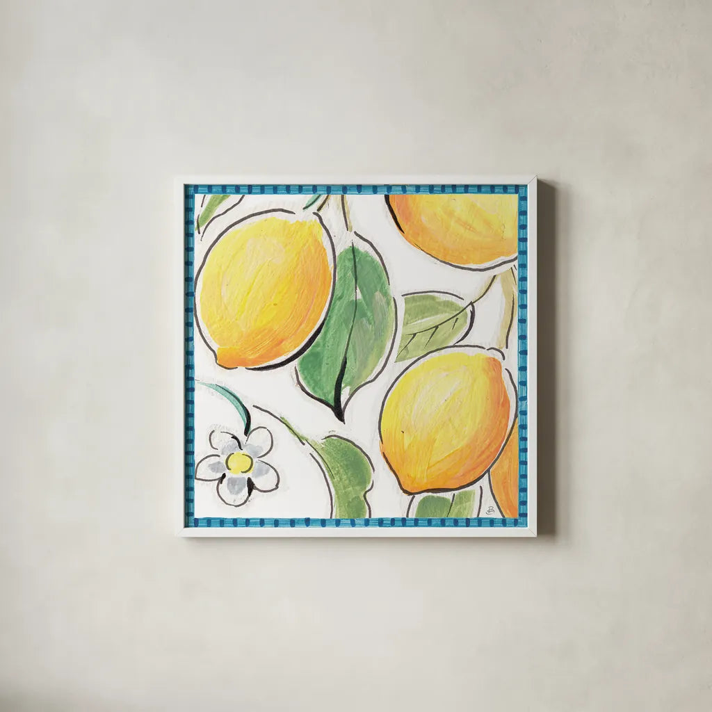 Mediterranean Breeze XVI by Daphne Brissonnet. Shown in a crisp white glass frame for a clean and minimalist style. Available as an archival giclee rolled canvas, fine art paper, or poster print. SKU 47059a.