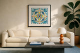 Mediterranean Breeze XVII by Daphne Brissonnet. Displayed in a glass frame with matte in a clean modern living room. Available as an archival giclee rolled canvas, fine art paper, or poster print. SKU 47060a.