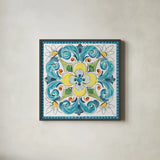 Mediterranean Breeze XVIII by Daphne Brissonnet. Shown in a sleek black glass frame for a contemporary gallery look. Available as an archival giclee rolled canvas, fine art paper, or poster print. SKU 47061a.