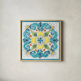 Mediterranean Breeze XVIII by Daphne Brissonnet. Shown in a natural wood glass frame for a timeless modern aesthetic. Available as an archival giclee rolled canvas, fine art paper, or poster print. SKU 47061a.