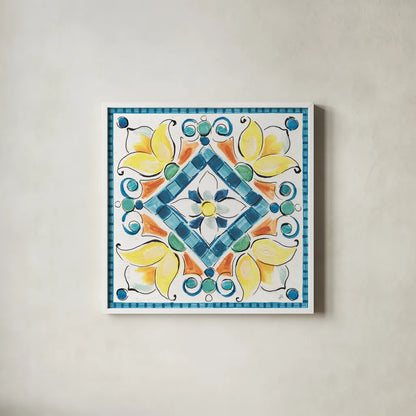 Mediterranean Breeze XX by Daphne Brissonnet. Shown in a crisp white glass frame for a clean and minimalist style. Available as an archival giclee rolled canvas, fine art paper, or poster print. SKU 47063a.