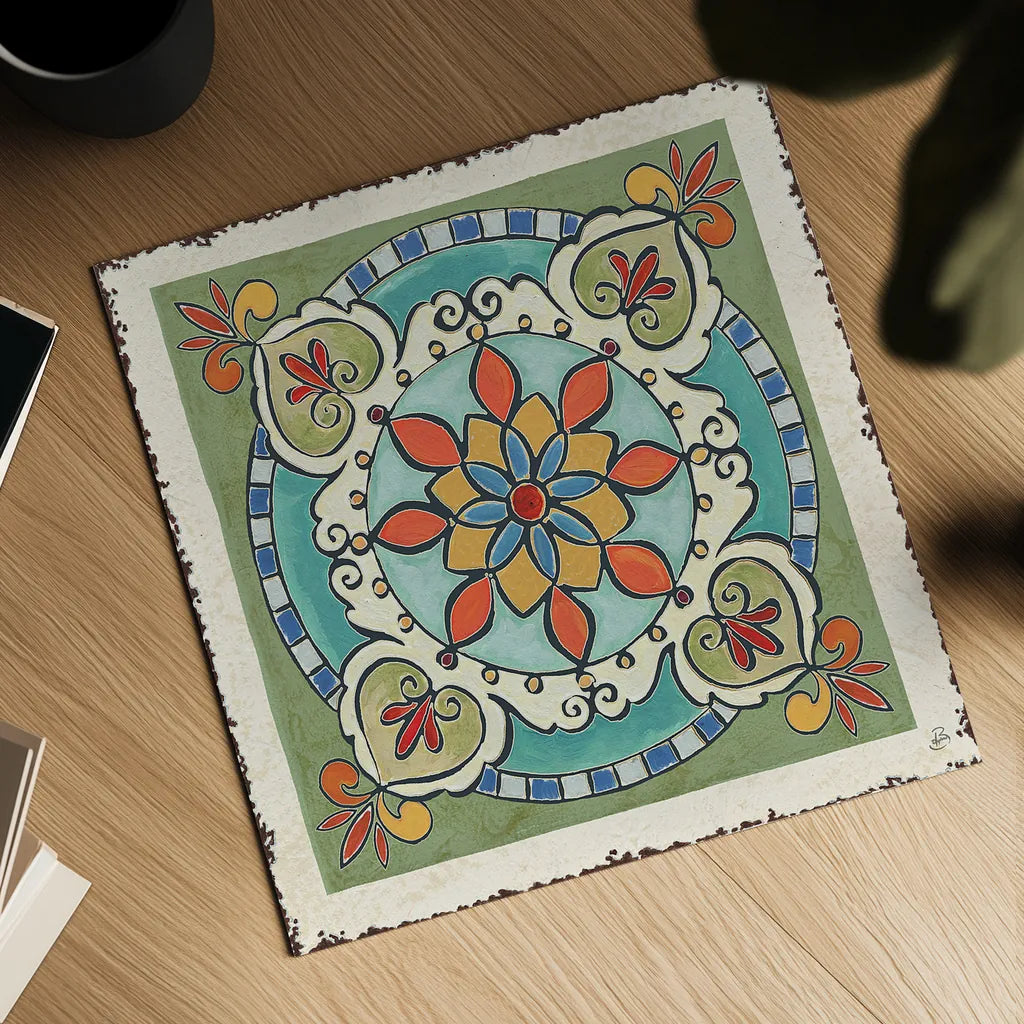 Mediterranean Flair IX by Daphne Brissonnet. Shown as a detailed flat fine art print, highlighting archival giclee quality. Available as an archival giclee rolled canvas, fine art paper, or poster print. SKU 26011a.