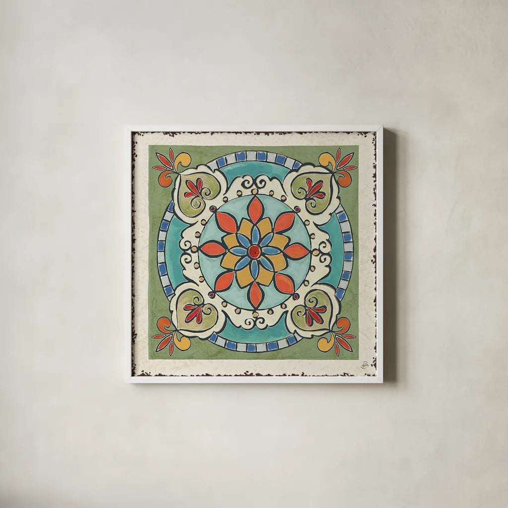 Mediterranean Flair IX by Daphne Brissonnet. Shown in a crisp white glass frame for a clean and minimalist style. Available as an archival giclee rolled canvas, fine art paper, or poster print. SKU 26011a.