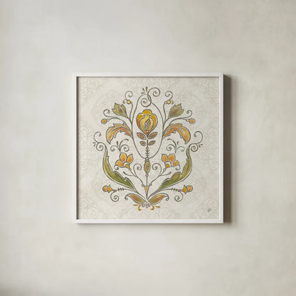 Mediterranean Flair V Neutral by Daphne Brissonnet. Shown in a crisp white glass frame for a clean and minimalist style. Available as an archival giclee rolled canvas, fine art paper, or poster print. SKU 75642a.