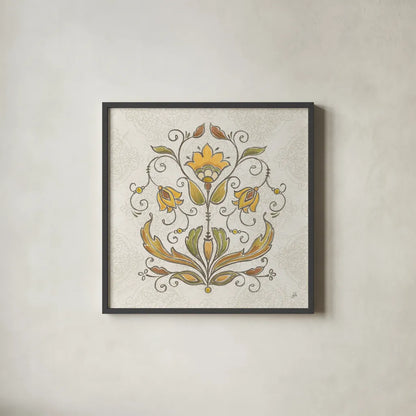 Mediterranean Flair VI Neutral by Daphne Brissonnet. Shown in a sleek black glass frame for a contemporary gallery look. Available as an archival giclee rolled canvas, fine art paper, or poster print. SKU 75643a.