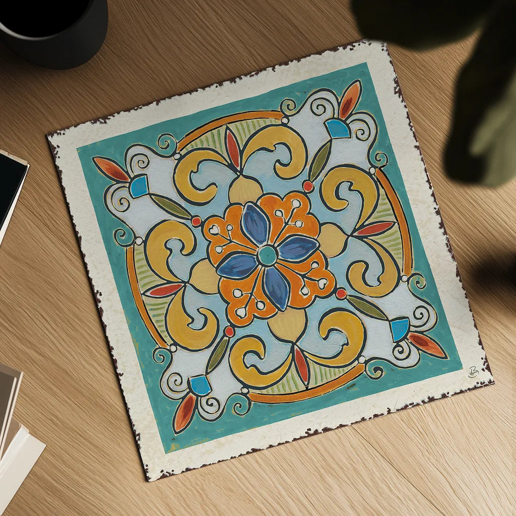 Mediterranean Flair VII by Daphne Brissonnet. Shown as a detailed flat fine art print, highlighting archival giclee quality. Available as an archival giclee rolled canvas, fine art paper, or poster print. SKU 26009a.