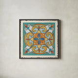 Mediterranean Flair VII by Daphne Brissonnet. Shown in a sleek black glass frame for a contemporary gallery look. Available as an archival giclee rolled canvas, fine art paper, or poster print. SKU 26009a.