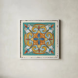 Mediterranean Flair VII by Daphne Brissonnet. Shown in a crisp white glass frame for a clean and minimalist style. Available as an archival giclee rolled canvas, fine art paper, or poster print. SKU 26009a.