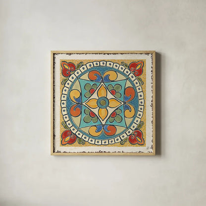 Mediterranean Flair X by Daphne Brissonnet. Shown in a natural wood glass frame for a timeless modern aesthetic. Available as an archival giclee rolled canvas, fine art paper, or poster print. SKU 26012a.