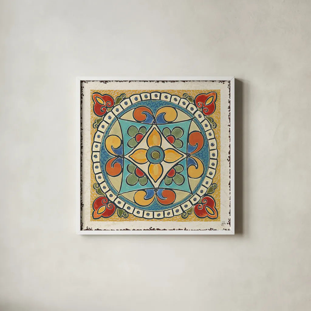 Mediterranean Flair X by Daphne Brissonnet. Shown in a crisp white glass frame for a clean and minimalist style. Available as an archival giclee rolled canvas, fine art paper, or poster print. SKU 26012a.