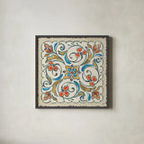 Mediterranean Flair XI by Daphne Brissonnet. Shown in a sleek black glass frame for a contemporary gallery look. Available as an archival giclee rolled canvas, fine art paper, or poster print. SKU 26013a.