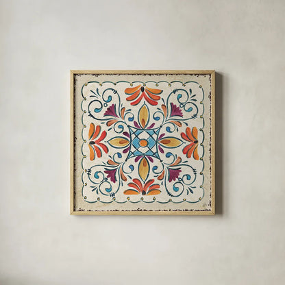 Mediterranean Flair XII by Daphne Brissonnet. Shown in a natural wood glass frame for a timeless modern aesthetic. Available as an archival giclee rolled canvas, fine art paper, or poster print. SKU 26014a.