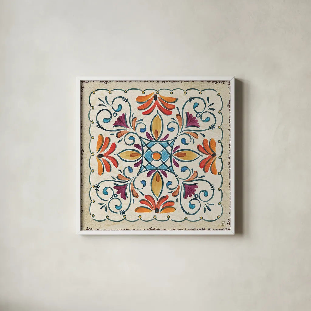 Mediterranean Flair XII by Daphne Brissonnet. Shown in a crisp white glass frame for a clean and minimalist style. Available as an archival giclee rolled canvas, fine art paper, or poster print. SKU 26014a.